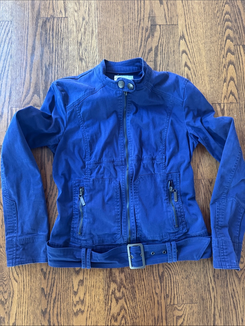 Bershka Royal Blue Belted Utility Jacket